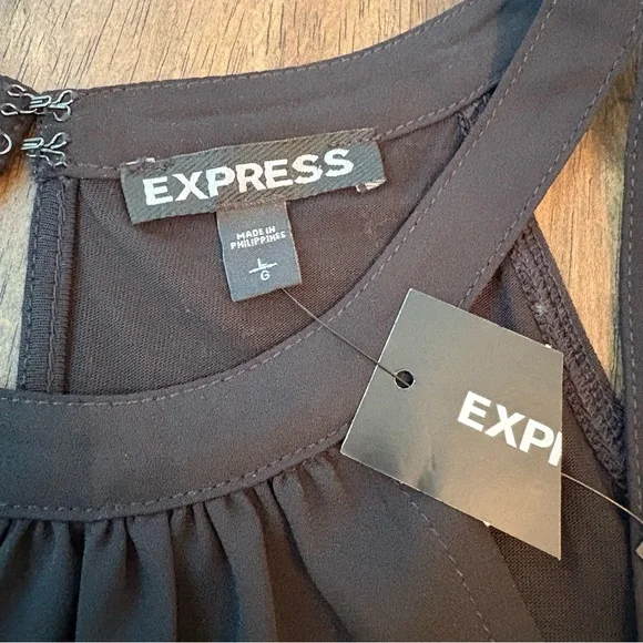 EXPRESS Black NEW Tank Swing A Line Top! Beautiful Cut Out style. 
Large - Picture 7 of 11